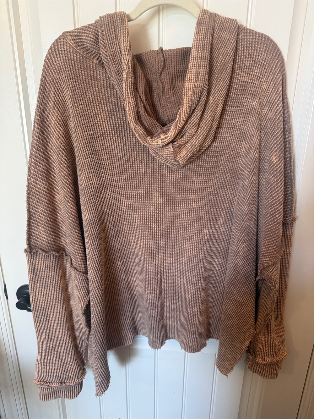BiBi Washed Brown Waffle-Knit Hooded Sweater - Picture 9 of 9